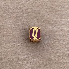 Bayar Gold 14 Ayar Altın Kafesli Bordo Boncuk Ü Harf Kolye Ucu