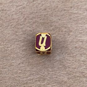 Bayar Gold 14 Ayar Altın Kafesli Bordo Boncuk Ü Harf Kolye Ucu