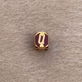 Bayar Gold 14 Ayar Altın Kafesli Bordo Boncuk Ü Harf Kolye Ucu
