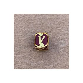 Bayar Gold 14 Ayar Altın Kafesli Bordo Boncuk V Harf Kolye Ucu