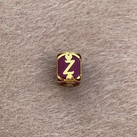 Bayar Gold 14 Ayar Altın Kafesli Bordo Boncuk Z Harf Kolye Ucu