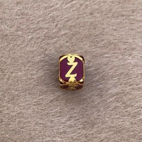 Bayar Gold 14 Ayar Altın Kafesli Bordo Boncuk Z Harf Kolye Ucu