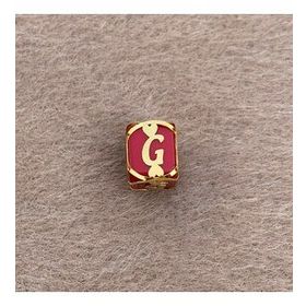 Bayar Gold 14 Ayar Altın Kafesli Kırmızı Boncuk G Harf Kolye Ucu