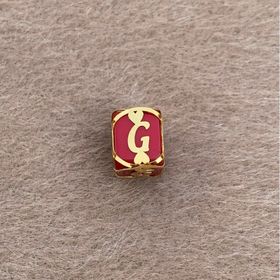Bayar Gold 14 Ayar Altın Kafesli Kırmızı Boncuk G Harf Kolye Ucu