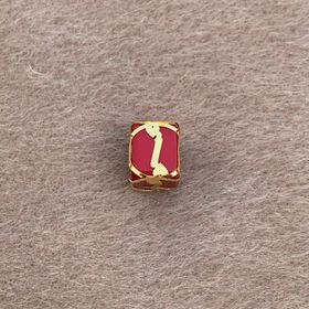 Bayar Gold 14 Ayar Altın Kafesli Kırmızı Boncuk i Harf Kolye Ucu
