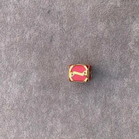 Bayar Gold 14 Ayar Altın Kafesli Kırmızı Boncuk i Harf Kolye Ucu