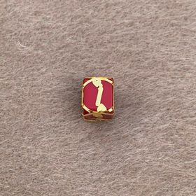 Bayar Gold 14 Ayar Altın Kafesli Kırmızı Boncuk i Harf Kolye Ucu