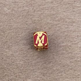 Bayar Gold 14 Ayar Altın Kafesli Kırmızı Boncuk M Harf Kolye Ucu
