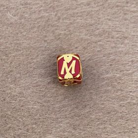 Bayar Gold 14 Ayar Altın Kafesli Kırmızı Boncuk M Harf Kolye Ucu