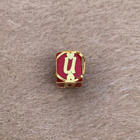 Bayar Gold 14 Ayar Altın Kafesli Kırmızı Boncuk U Harf Kolye Ucu