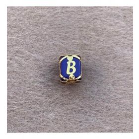 Bayar Gold 14 Ayar Altın Kafesli Lacivert Boncuk B Harf Kolye Ucu