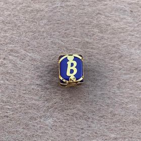 Bayar Gold 14 Ayar Altın Kafesli Lacivert Boncuk B Harf Kolye Ucu