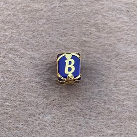 Bayar Gold 14 Ayar Altın Kafesli Lacivert Boncuk B Harf Kolye Ucu
