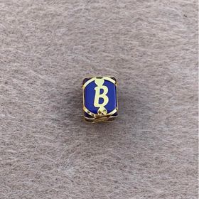 Bayar Gold 14 Ayar Altın Kafesli Lacivert Boncuk B Harf Kolye Ucu