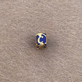 Bayar Gold 14 Ayar Altın Kafesli Lacivert Boncuk Ç Harf Kolye Ucu
