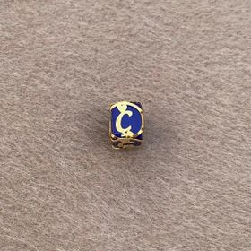Bayar Gold 14 Ayar Altın Kafesli Lacivert Boncuk Ç Harf Kolye Ucu