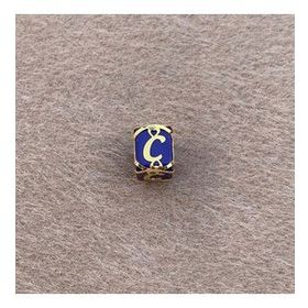 Bayar Gold 14 Ayar Altın Kafesli Lacivert Boncuk Ç Harf Kolye Ucu