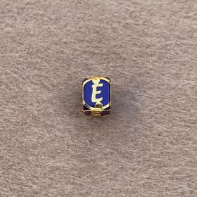 Bayar Gold 14 Ayar Altın Kafesli Lacivert Boncuk E Harf Kolye Ucu