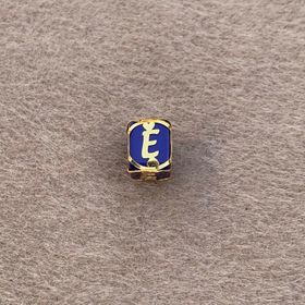 Bayar Gold 14 Ayar Altın Kafesli Lacivert Boncuk E Harf Kolye Ucu