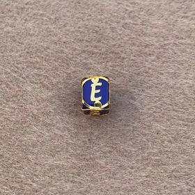 Bayar Gold 14 Ayar Altın Kafesli Lacivert Boncuk E Harf Kolye Ucu