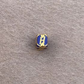 Bayar Gold 14 Ayar Altın Kafesli Lacivert Boncuk H Harf Kolye Ucu