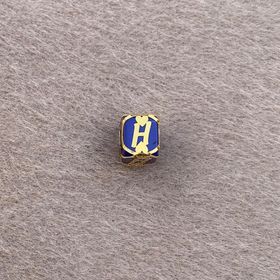 Bayar Gold 14 Ayar Altın Kafesli Lacivert Boncuk H Harf Kolye Ucu