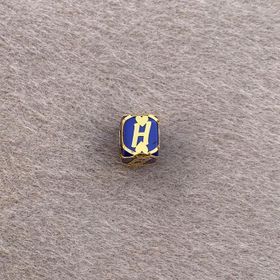 Bayar Gold 14 Ayar Altın Kafesli Lacivert Boncuk H Harf Kolye Ucu