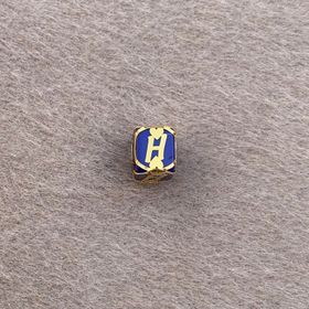 Bayar Gold 14 Ayar Altın Kafesli Lacivert Boncuk H Harf Kolye Ucu