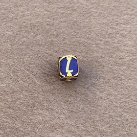 Bayar Gold 14 Ayar Altın Kafesli Lacivert Boncuk L Harf Kolye Ucu