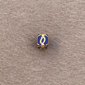 Bayar Gold 14 Ayar Altın Kafesli Lacivert Boncuk O Harf Kolye Ucu