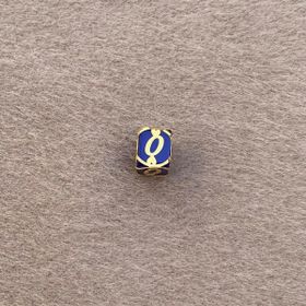 Bayar Gold 14 Ayar Altın Kafesli Lacivert Boncuk O Harf Kolye Ucu