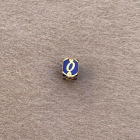 Bayar Gold 14 Ayar Altın Kafesli Lacivert Boncuk O Harf Kolye Ucu