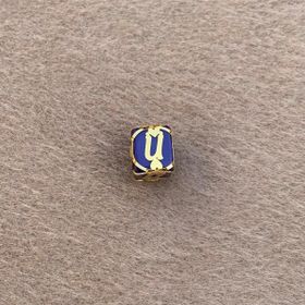 Bayar Gold 14 Ayar Altın Kafesli Lacivert Boncuk Ü Harf Kolye Ucu