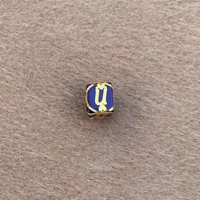 Bayar Gold 14 Ayar Altın Kafesli Lacivert Boncuk Ü Harf Kolye Ucu