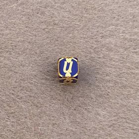 Bayar Gold 14 Ayar Altın Kafesli Lacivert Boncuk Ü Harf Kolye Ucu
