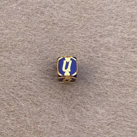 Bayar Gold 14 Ayar Altın Kafesli Lacivert Boncuk Ü Harf Kolye Ucu