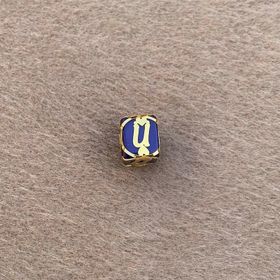 Bayar Gold 14 Ayar Altın Kafesli Lacivert Boncuk Ü Harf Kolye Ucu
