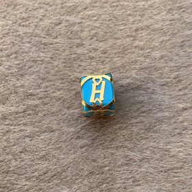 Bayar Gold 14 Ayar Altın Kafesli Mavi Boncuk H Harf Kolye Ucu