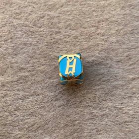 Bayar Gold 14 Ayar Altın Kafesli Mavi Boncuk H Harf Kolye Ucu