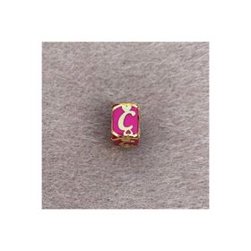Bayar Gold 14 Ayar Altın Kafesli Pembe Boncuk C Harf Kolye Ucu
