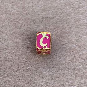 Bayar Gold 14 Ayar Altın Kafesli Pembe Boncuk C Harf Kolye Ucu