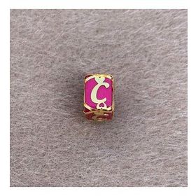 Bayar Gold 14 Ayar Altın Kafesli Pembe Boncuk C Harf Kolye Ucu