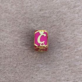 Bayar Gold 14 Ayar Altın Kafesli Pembe Boncuk C Harf Kolye Ucu