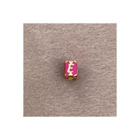 Bayar Gold 14 Ayar Altın Kafesli Pembe Boncuk E Harf Kolye Ucu