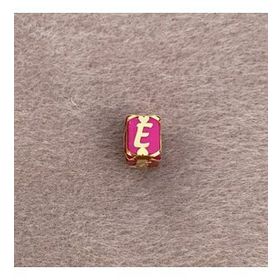 Bayar Gold 14 Ayar Altın Kafesli Pembe Boncuk E Harf Kolye Ucu