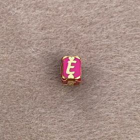 Bayar Gold 14 Ayar Altın Kafesli Pembe Boncuk E Harf Kolye Ucu