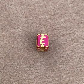 Bayar Gold 14 Ayar Altın Kafesli Pembe Boncuk E Harf Kolye Ucu
