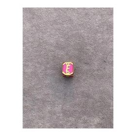 Bayar Gold 14 Ayar Altın Kafesli Pembe Boncuk F Harf Kolye Ucu