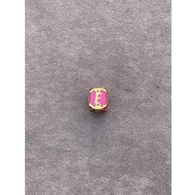 Bayar Gold 14 Ayar Altın Kafesli Pembe Boncuk F Harf Kolye Ucu