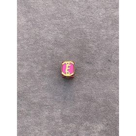 Bayar Gold 14 Ayar Altın Kafesli Pembe Boncuk F Harf Kolye Ucu